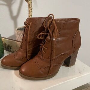Brown Lace-Up Ankle Boots